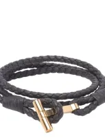 Tom Ford Logo Plaque Braided Bracelet In Black