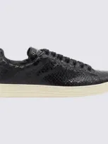 Tom Ford Warwick Python Embossed Low Top Sneaker In Black/neutrals