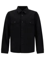 Tom Ford Black Shirt With Tonal Buttons And Patch Pockets In Cotton Man