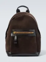 Tom Ford Buckley Leather-trimmed Suede Backpack In Brown