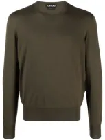 Tom Ford Crew-neck Cotton Sweatshirt In Green