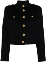 Tom Ford Cropped Wool And Cashmere Jacket In Dark Blue