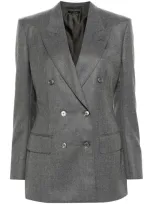 Tom Ford Mélange Double-breasted Blazer In Grey