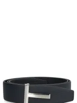 Tom Ford Grainy Leather Belt In Dark Navy Black