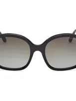 Tom Ford Hanley 57mm Gradient Butterfly Sunglasses In Shiny Black/gradient Smoke