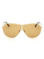 Tom Ford Keating 71mm Oversize Pilot Sunglasses In Gold