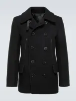 Tom Ford Melton Double-breasted Peacoat In Black