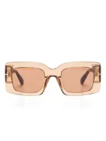 Tom Ford Oversize-frame Sunglasses In Shiny Transparent Beige & Brown