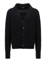 Tom Ford Shawl Collar Cashmere Cardigan In Blue