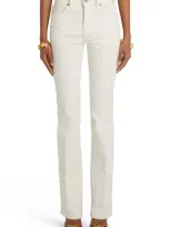 Tom Ford Stretch Denim Flare Leg Jeans In Soft White