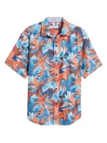 Tommy Bahama Coconut Point Firecracker Floral Islandzone® Short Sleeve Performance Button-up Shirt In Poppy Red