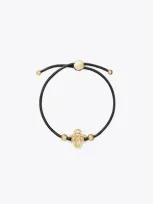 Tory Burch Kira Clover Slider Bracelet In Tory Gold/chocolate Brown