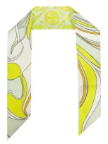 Tory Burch Twisty Flower Ribbon Tie In Green