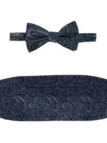 Trafalgar Sobee Paisley Cummerbund And Bow Tie Set In Blue