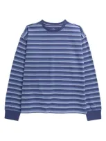 Treasure & Bond Kids' Stripe Long Sleeve Cotton T-shirt In Blue Indigo Upbeat Stripe