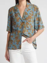 Treasure & Bond Relaxed Fit Camp Shirt In Blue- Olive Boutique Floral