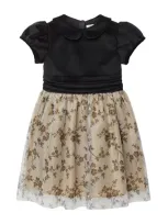 Trotters Kids' Floral Ivy Party Dress In Black