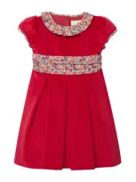 Trotters Kids' Velvet Emma Party Dress In Red