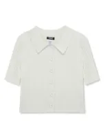 Truce Kid's Rib Button-up Top In Off-white