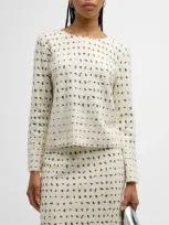 Tse Cashmere Dotted Boiled Cashmere Top In Creme Black