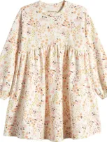 Tucker + Tate Kids' Print Long Sleeve Cotton Jersey Dress In White Snow Prairie Meadow