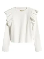 Tucker + Tate Kids' Ruffle Sleeve Rib Top In White Snow