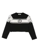 Twinset Kids' Logo-intarsia Sweater In Black