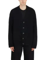 Uma Wang Relaxed Fit Ribbed Knit Cardigan In Black