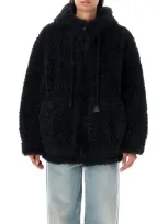 Urbancode Hooded Eco Fur Jacket In Black