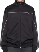 Valentino Black Hardware Track Jacket In 0na Nero/avorio