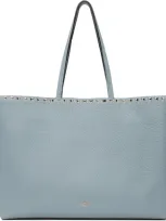 Valentino Garavani Blue Rockstud Grainy Calfskin Tote In Zj4 Blu Porcellana