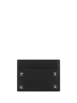 Valentino Garavani Card Holder | Rockstud | Vitello/black R In Nero