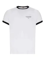 Valentino Contrast-trim Logo T-shirt In Negro