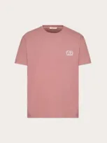 Valentino Cotton T-shirt With Vlogo Signature Patch In Mauve