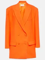 Valentino Crêpe Couture Double-breasted Blazer In Orange