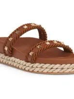 Valentino Garavani Rockstud Platform Slide Sandal In Tobacco