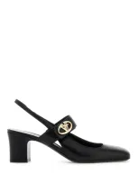 Valentino Garavani Womens Black Vlogo Locker Leather Slingback Courts