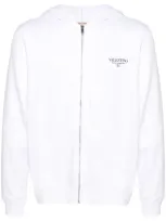 Valentino Logo-print Zip-up Hoodie In White