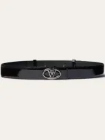 Valentino Garavani Vlogo The Bold Edition 30 Mm Patent Leather Belt Woman Black 090