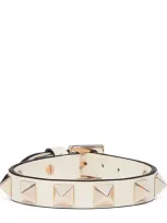 Valentino Garavani Leather Rockstud Bracelet In White