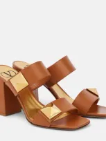 Valentino Garavani One Stud Leather Sandals In Brown