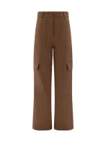 Valentino Canvas Straight High Waist Cargo Pants In Clay