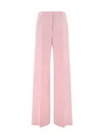 Valentino Crepe Couture High Waist Trousers In Pink