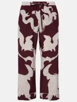 Valentino Printed Silk Crêpe De Chine Wide-leg Pants In Rot