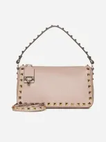 Valentino Garavani Rockstud Leather Small Bag In Poudre