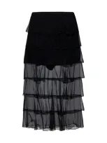 Valentino Black Silk Chiffon Skirt