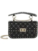 Valentino Garavani Valentino Rockstud Spike Small Leather Shoulder Bag In Black