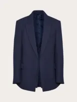 Valentino Technical Wool Jacket With Double Construction In Navy