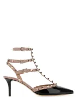 Valentino Garavani Two-tone Leather Rockstud Pumps In Neropoudre