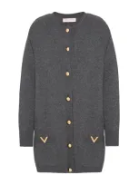 Valentino Virgin Wool Oversized Cardigan In Grey